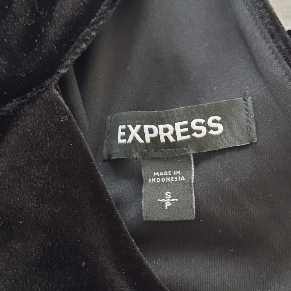 Express Black High Neck Little Black Velvet Midi Dress, Size Small - Picture 5 of 5